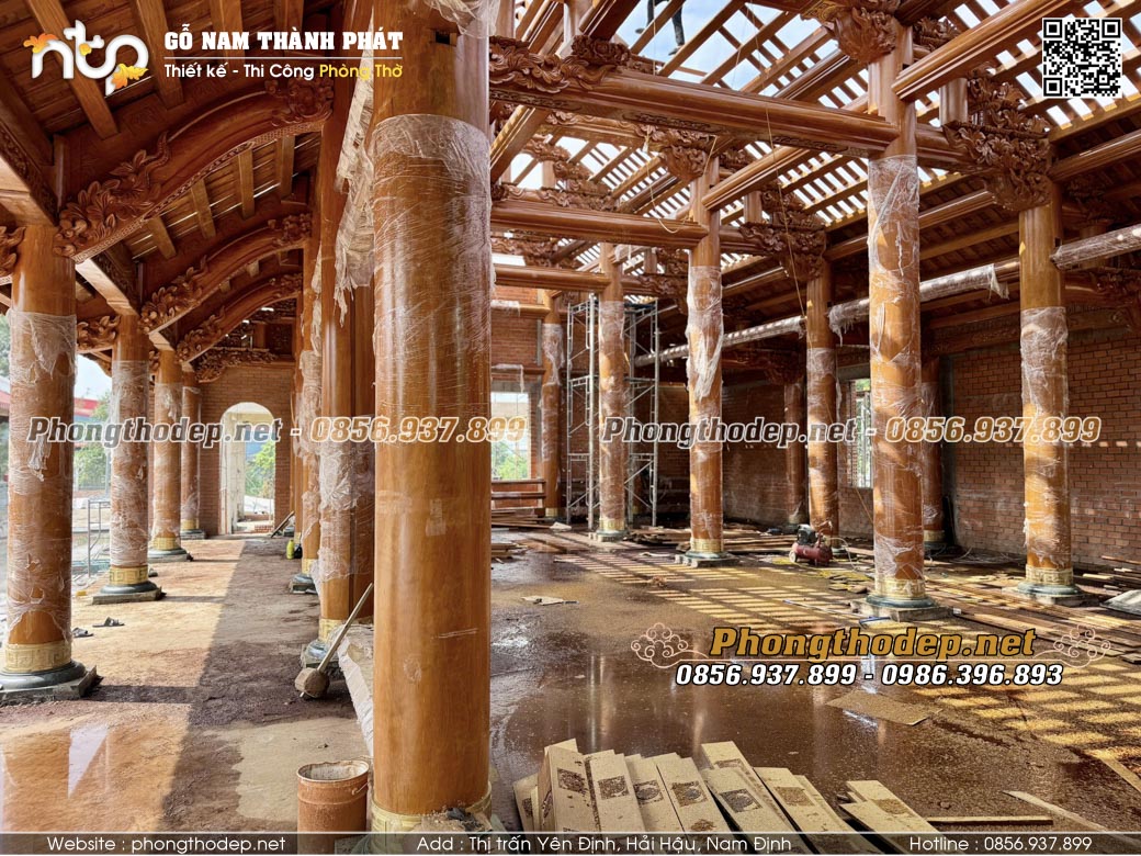 Nhà gỗ 5 gian thông hiên Bắc Bộ